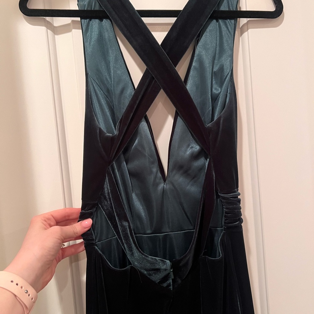 Revelry Deep Green Velvet Gown - Picture 3 of 5